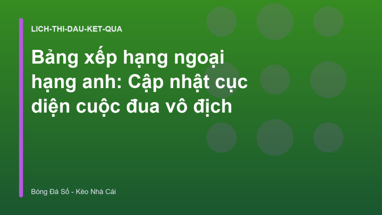 Bảng xếp hạng ngoại hạng anh: Cập nhật cục diện cuộc đua vô địch